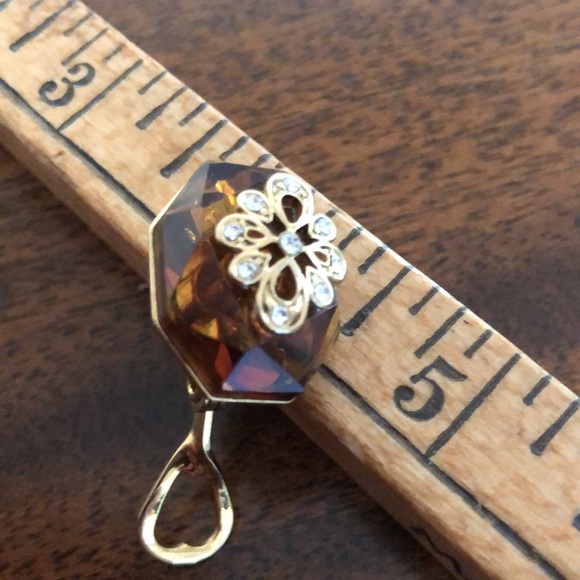 Vintage MONET rare faux amber look & metal convertible earrings - Picture 8 of 11